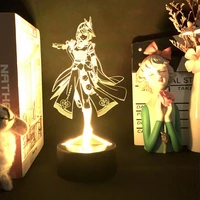 3d led genshin impact anime figure kujou sara night light game desk lamp for room illusion party decor children birthday gift