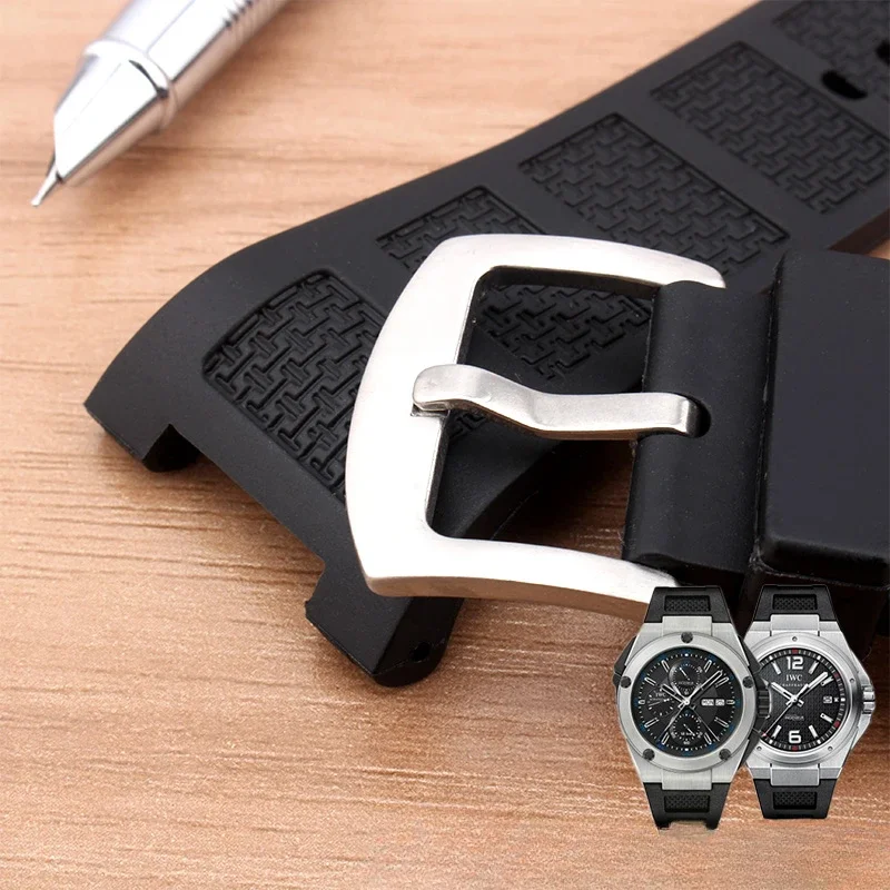 Черный силиконовый ремешок для часов Iwc инженер 322503 323601 30x16 мм специальный