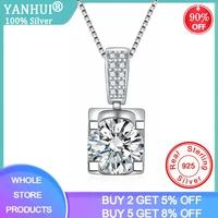 yanhui luxury 1 25ct zirconia diamond pendant necklace women tibetan silver s925 choker statement necklace with box chain dz001