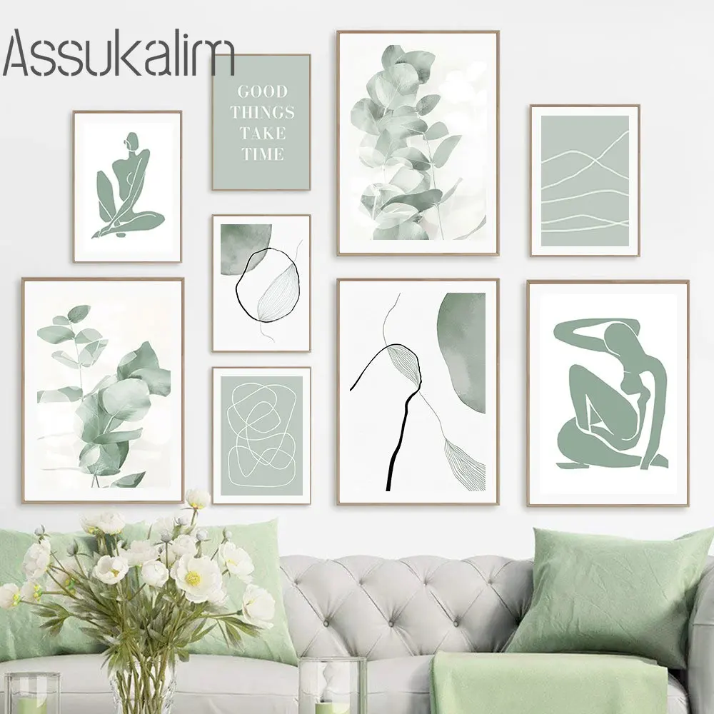 

Abstract Lines Painting Poster Nordic Posters Figure Art Prints Leaf Wall Art Boho Minimalism Print Pictures Living Room Decor
