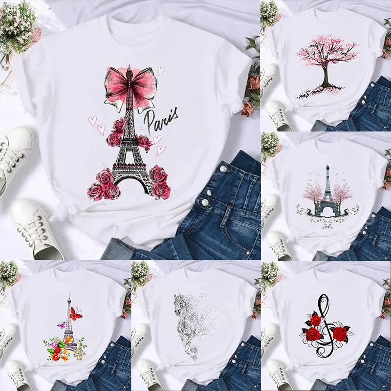 

Butterfly Bow T Shirt for Women Girl Sweet Flower Tops Summer Fashion Print T-Shirt Female Casual Tshirts Graphic Tee Camisetas