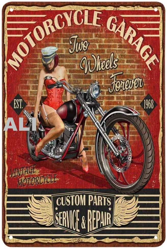AOYEGO Pin Up Мотоциклетная жестяная вывеска моторный гараж красный черный винтажные