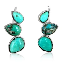 tibetan luxurys teardrop natural stone stud earrings boho jewelry silver color water drop earring for women party