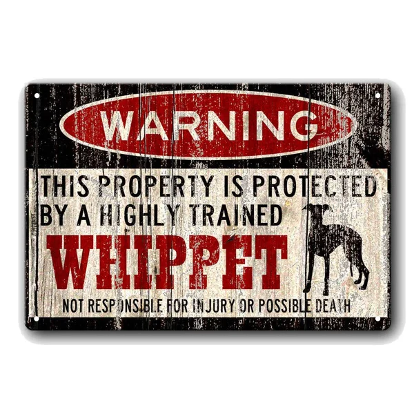 

Funny Whippet Sign Dog Warning Sign Vintage Tin Metal Sign Bar Club Cafe Garage Wall Decor Farm Decor Art Metal Painting 20x30cm
