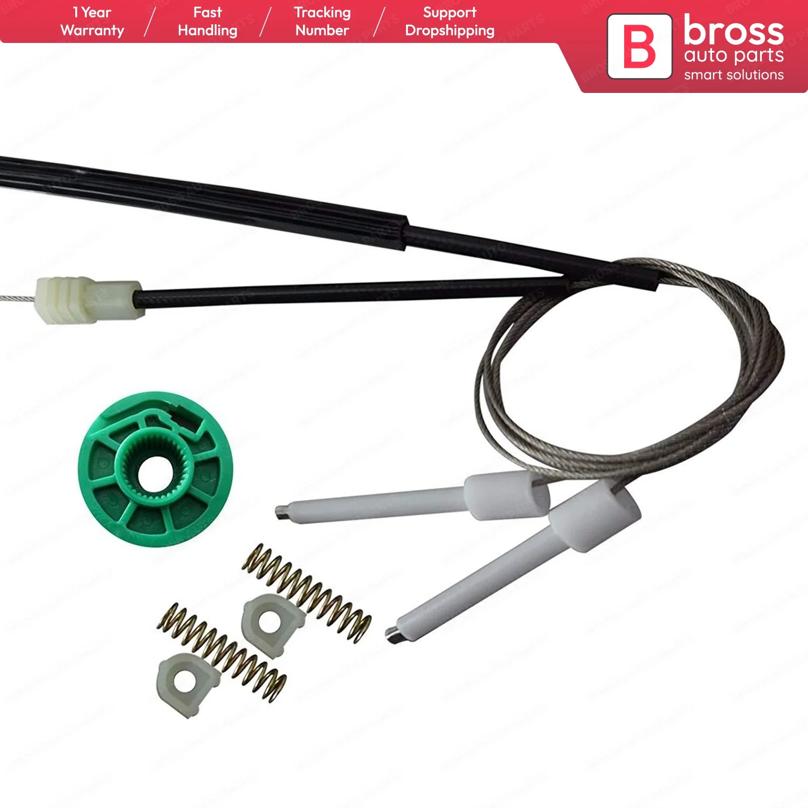 

Bross BWR5041 Electrical Power Window Regulator Repair Kit Front Left Door:4 for A0837461A C4 4A 1994-1997; 100 4A / C4 1990-