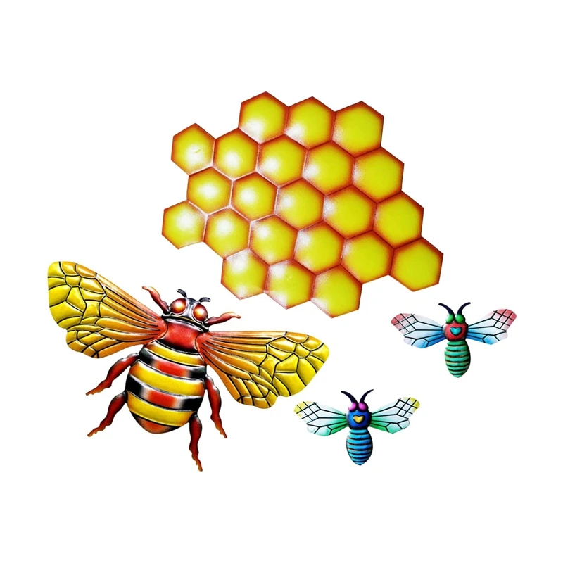 

Metal Wall Art Bee And Honeycomb Hanging Decor Flower Wall Art Crafts For Indoor Outdoor Home Bedroom Office Garden