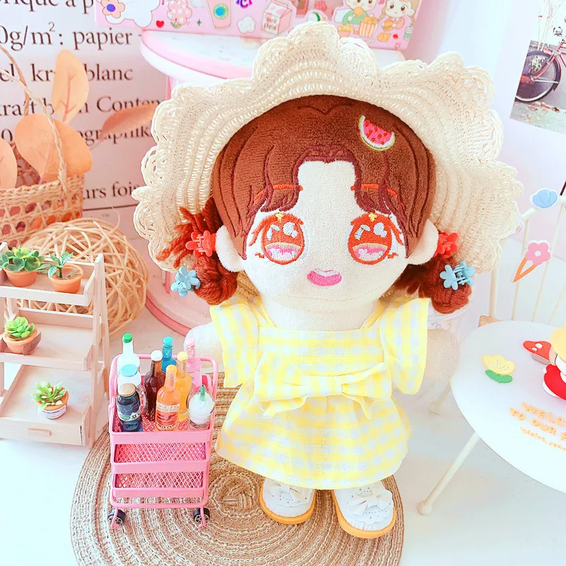 

20cm Doll Outfit Plush Doll's Clothes Lovely Dress shorts yellow Stuffed Toy Dolls Accessories for Korea Kpop EXO Idol Dolls