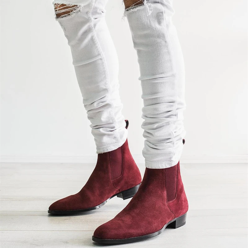 Chelsea Boots Flock Round Toe Business Boots For Men With Free Shipping Men Boots Bottes Pour Hommes