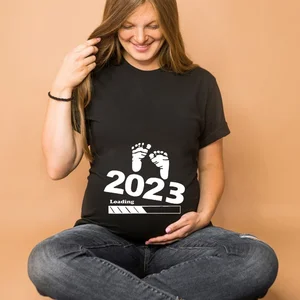 Baby Loading 2023 Printed Maternity T Shirt Pregnant Clothes Summer T-shirt Pregnancy Announcement Shirts New Mom T Shirts Tops