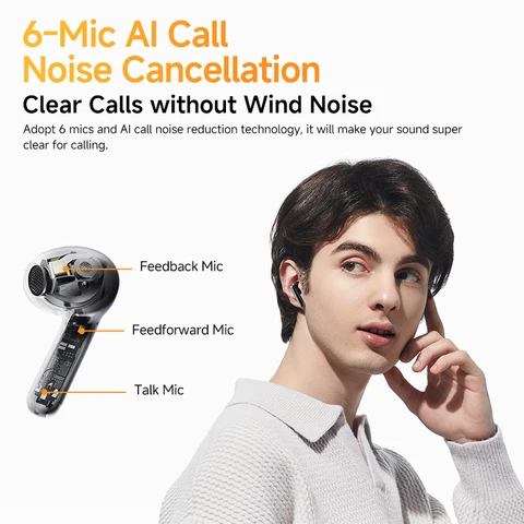 Беспроводные наушники QCY HT10 AilyBuds Pro+ ANC, с высоким разрешением звука, с LDAC, Bluetooth 5,3, наушники-вкладыши, 6 микрофонов, AI HD, вызов, Многоточечное соединение
