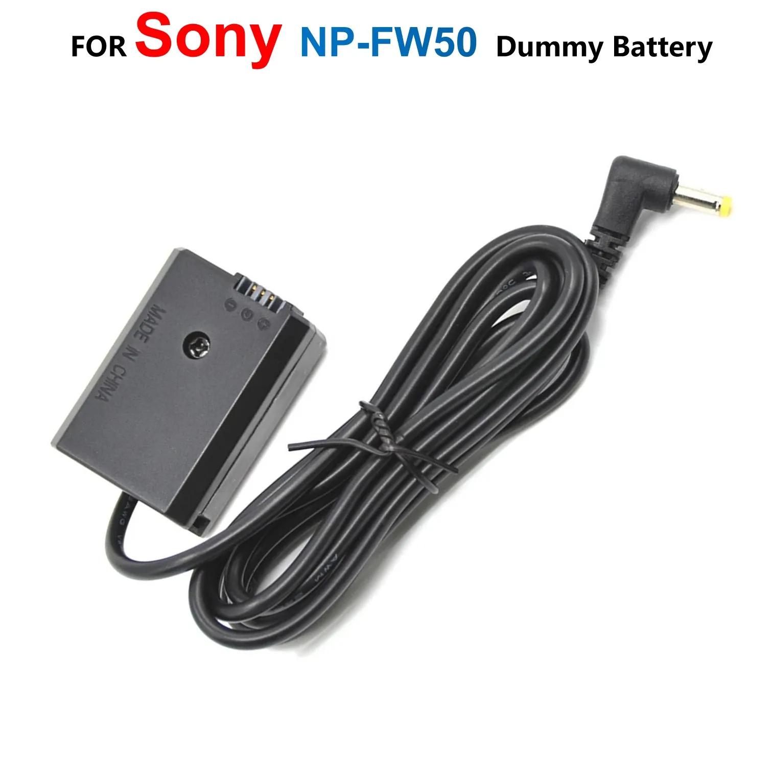 

AC-PW20 DC Coupler NP-FW50 NPFW50 Dummy Battery 4.0*1.7mm Male For Sony A6000 A6300 A6500 A7000 a7 a7R NEX5 SLT A65 A77 ZV-E10