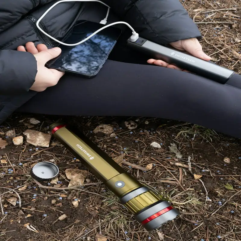 

Lumen LED Flashlight Rechargeable Dual Power AA/USB with Charging Bank, IP67 Waterproof, Drop Resistant