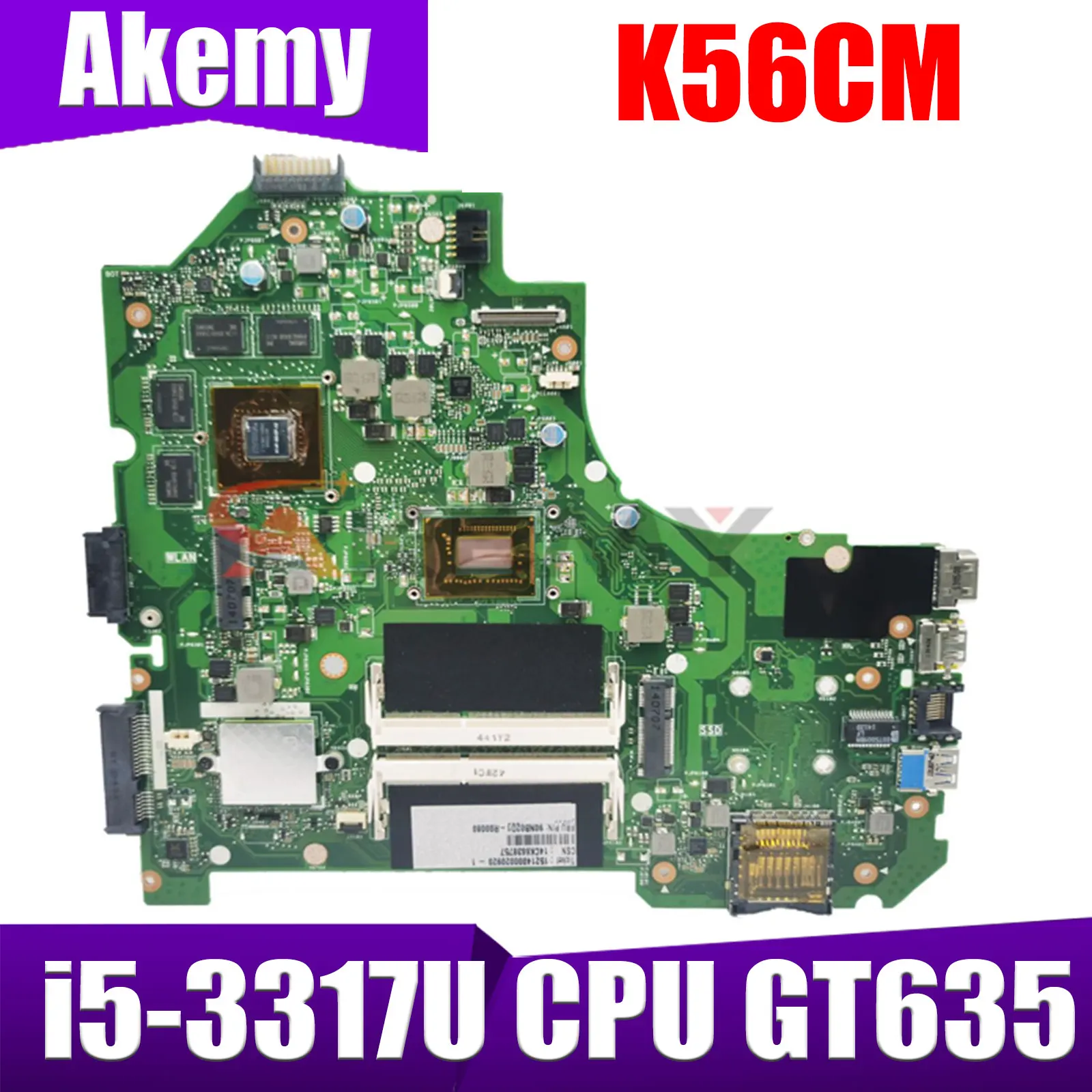 

K56CM For ASUS K56CB K56CM A56C S550CM Laptop Motherboard i5-3317U CPU GT635 2GB Mainboard Test S550CD K56CM Mainboard PM