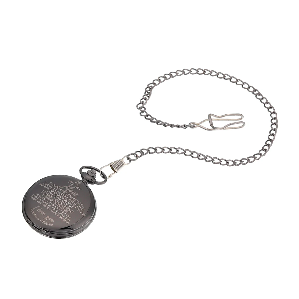 

Pocket Watch Quartz Pocket Watch Lettering Vintage Pendant Decoration Gift with Chain, To My Mom