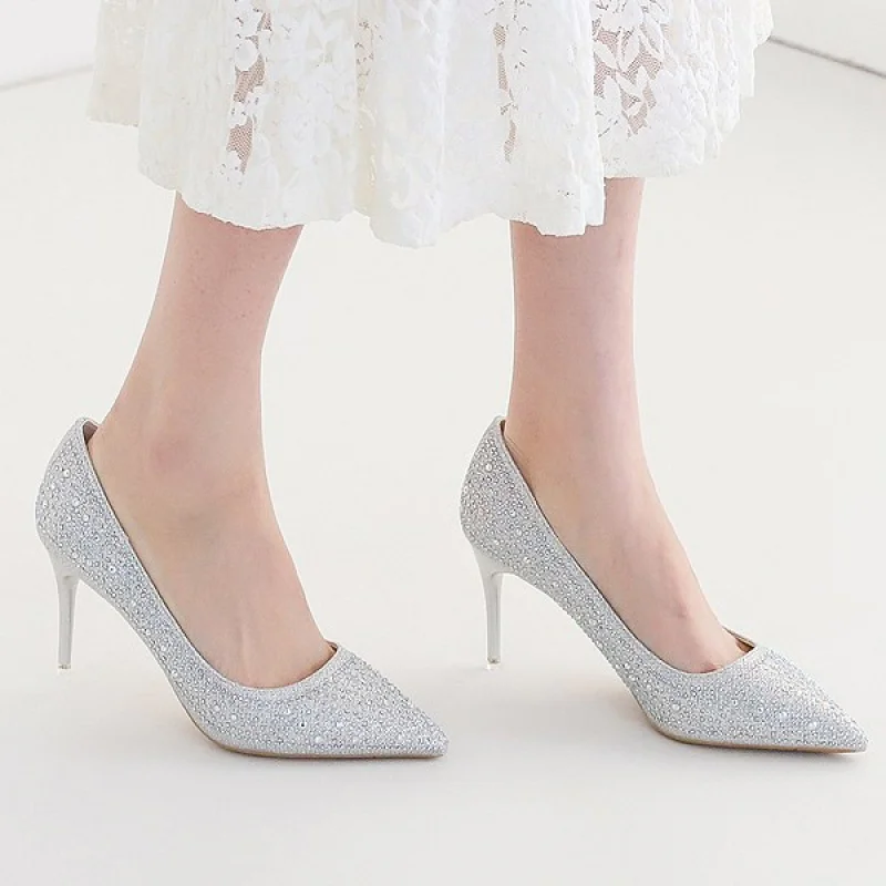 

Jewelry High Heels Stiletto Heel Pump Party Wedding shoes 7cm Big size