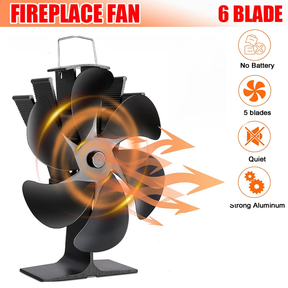 

Black fireplace fan Mini fireplace fan Log burner eco fan Quiet fireplace fan heater Efficient heat distribution