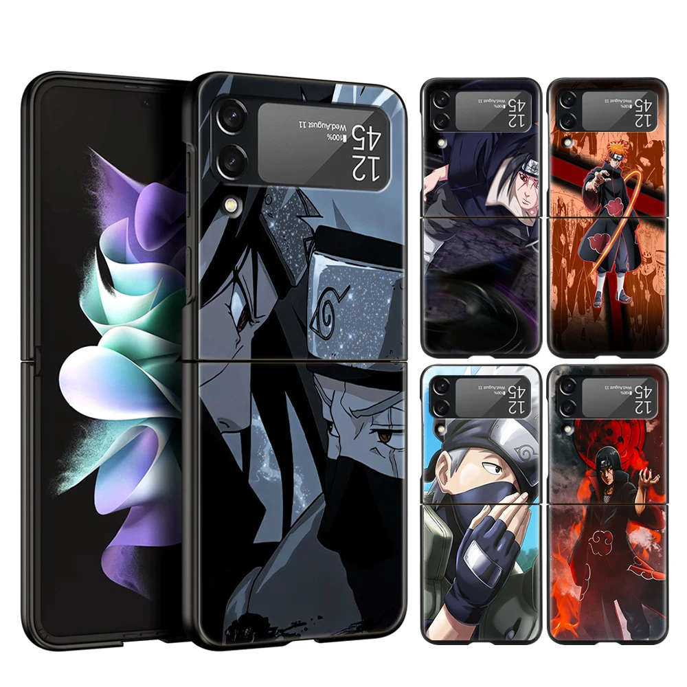 

Anime Naruto Kakashi Akatsuki Phone Cover For Samsung Galaxy Z Flip Case Black For Samsung Z Flip 3 5G Hard PC Foldable Shell