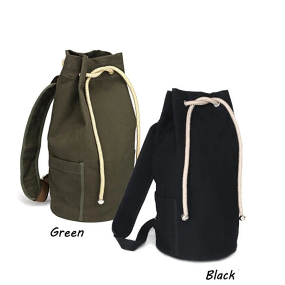 

1PC Large Capacity Bucket Bag Canvas Drawstring Backpack Cycling Backpacks Pack Rucksack Drawstring Backpack For Travel School