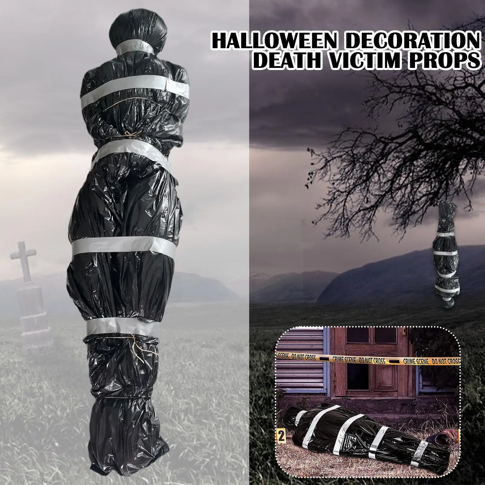 

Декор для Хеллоуина, реквизит жертвы смерти, страшный фальшивый труп, Уличный дом, хеллоуин, реквизит, декор в сумке с привидениями, H6e5