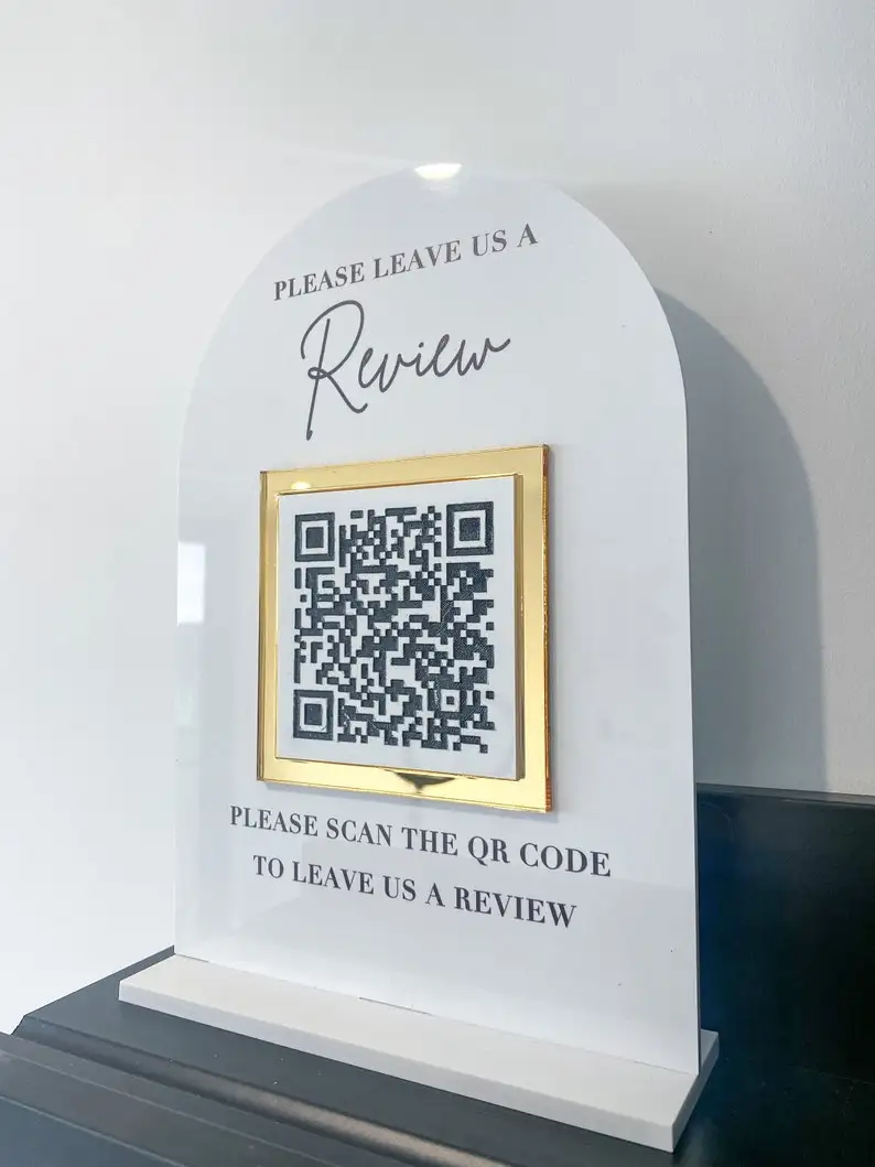 Фото Пользовательский QR-код Оставьте Review Настольная вывеска Украшение стола Знак для малого бизнеса №2