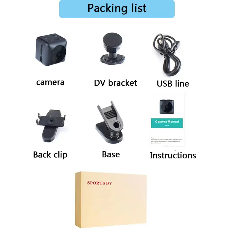 HD1080P Mini Wifi Camera Night Adjustable Bracket Simple Installation Wide Angle Monitoring Mobile Detection Outdoor Sports enlarge