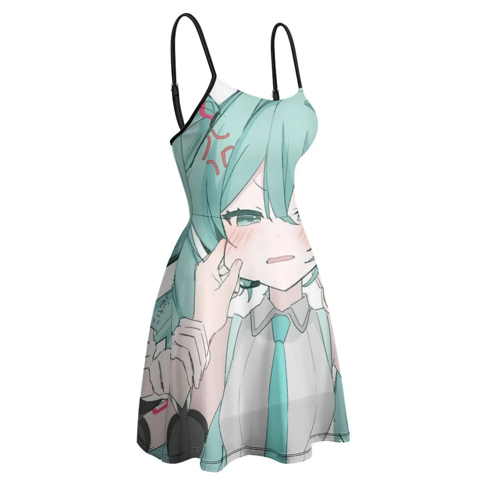 Фото Женское платье-сарафан Hatsune Miku Leek Girl Princess (246) с графическим принтом, винтажное, сексуальное, забавное, саркастическое, клубное, на бретельках №3