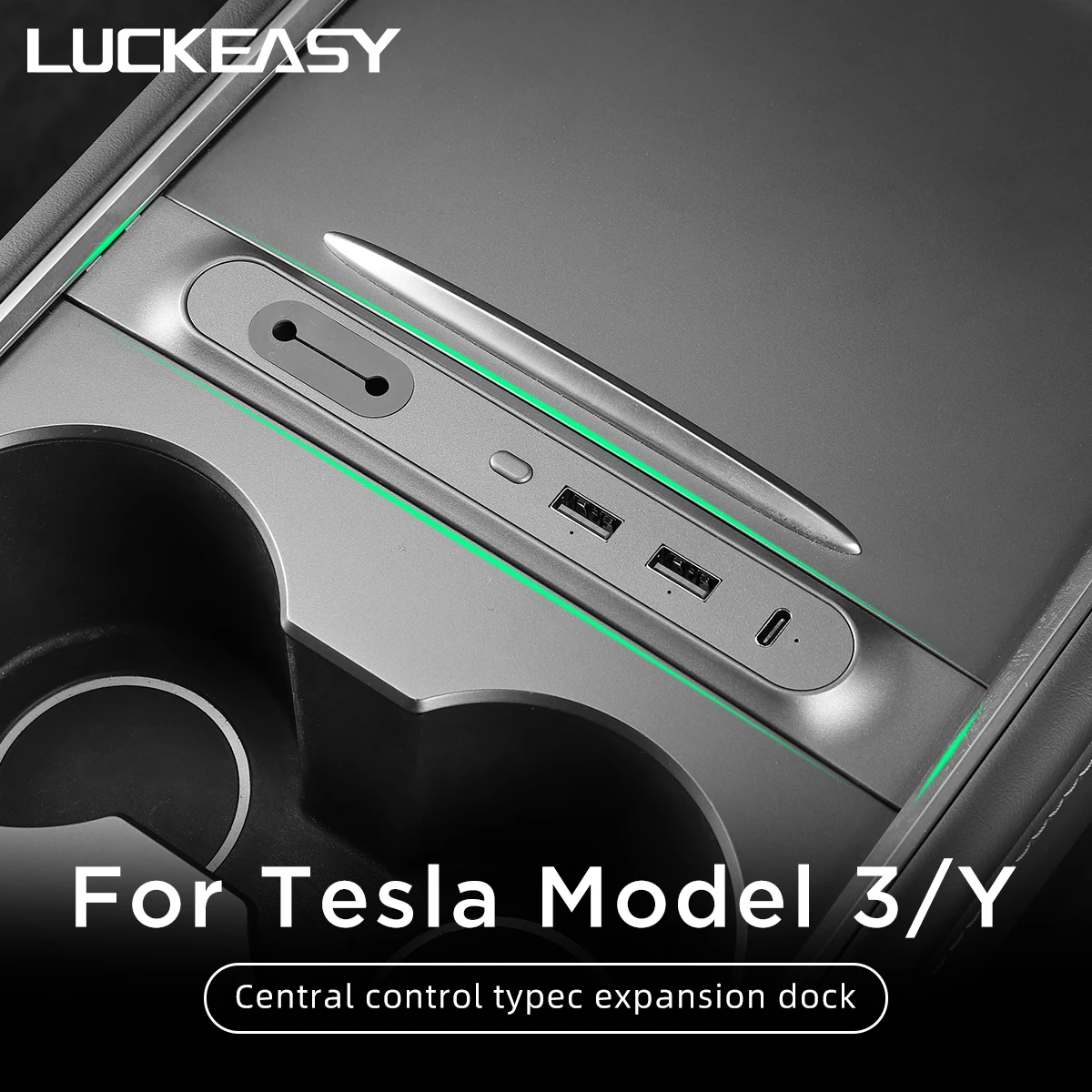 

LUCKEASY For Tesla Model 3 Model Y Central Control Docking Station 27W Fast Charge USB Shunt Hub Car Modification Accessories
