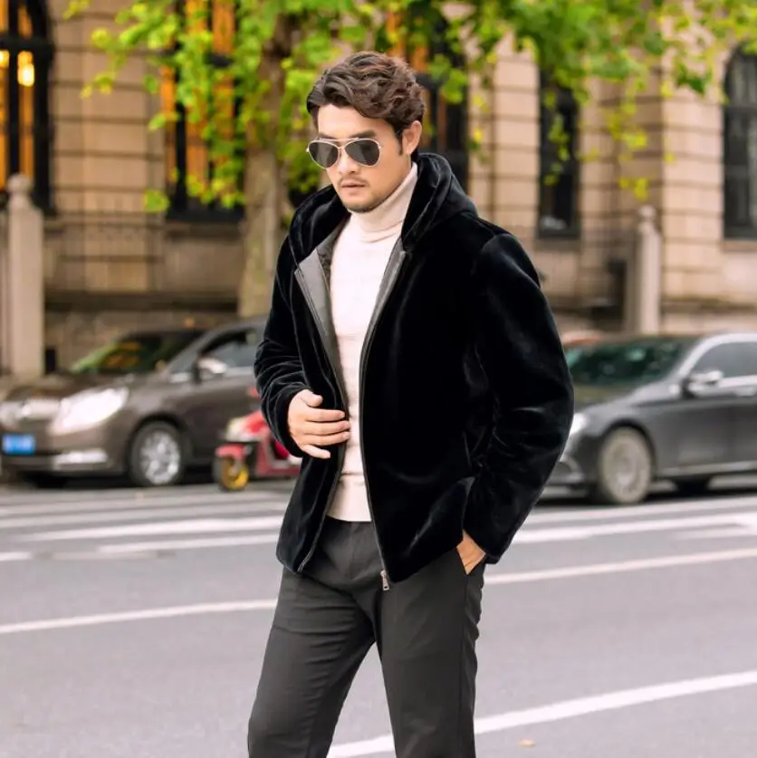 Зимнее модное теплое пальто деловая верхняя одежда с капюшоном мужская