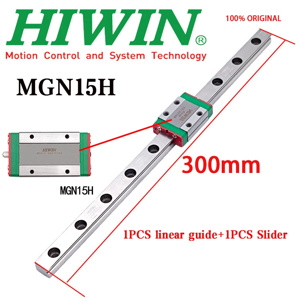 

NEW HIWIN Original Genuine MGN15 MGN15H Miniature Linear Guide Rail 300mm MGN15 Linear Guide+MGN15H Slider Block For 3D Printer