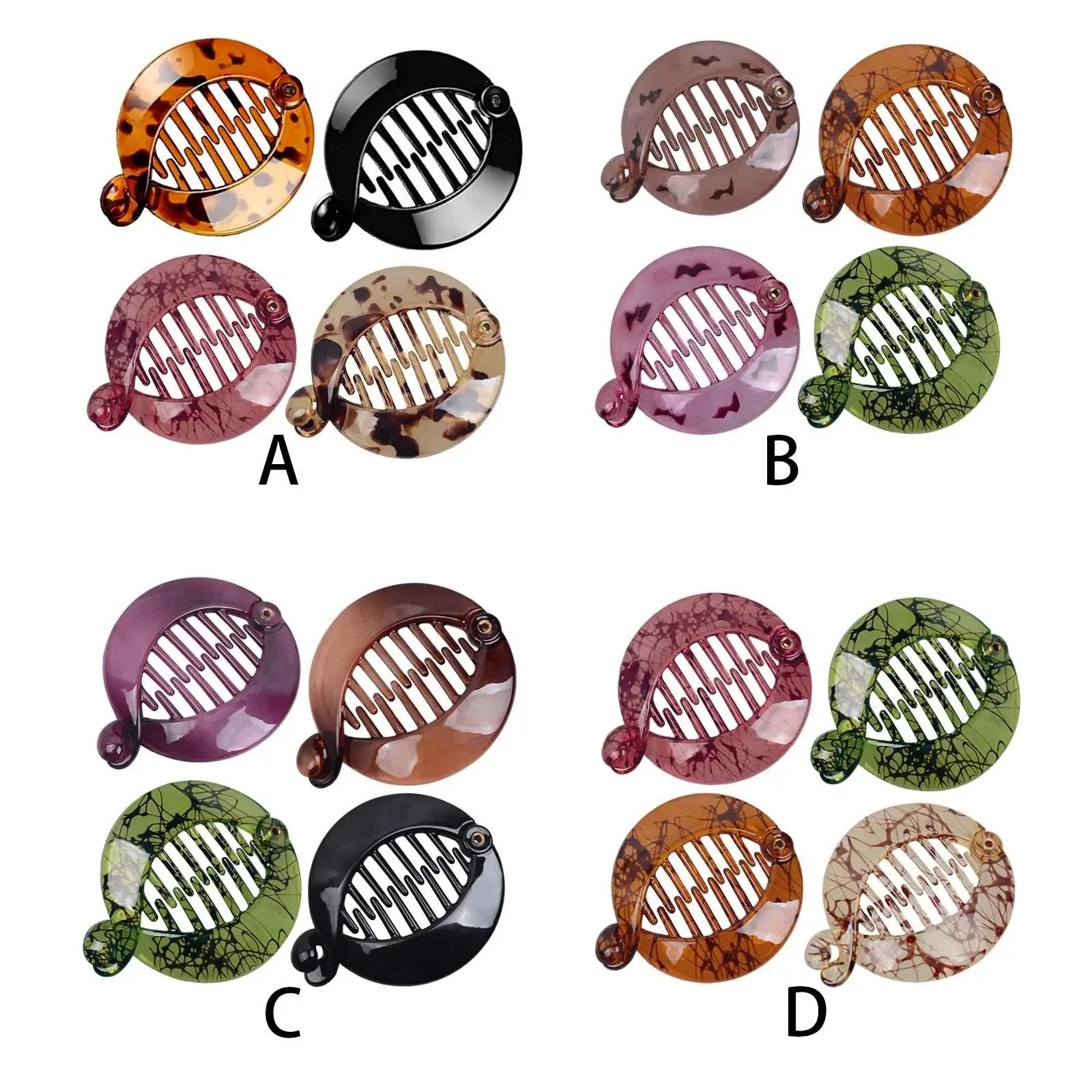 

4 Pieces Small Round Hair Clips Fishtail Hair Clip Claws Combs