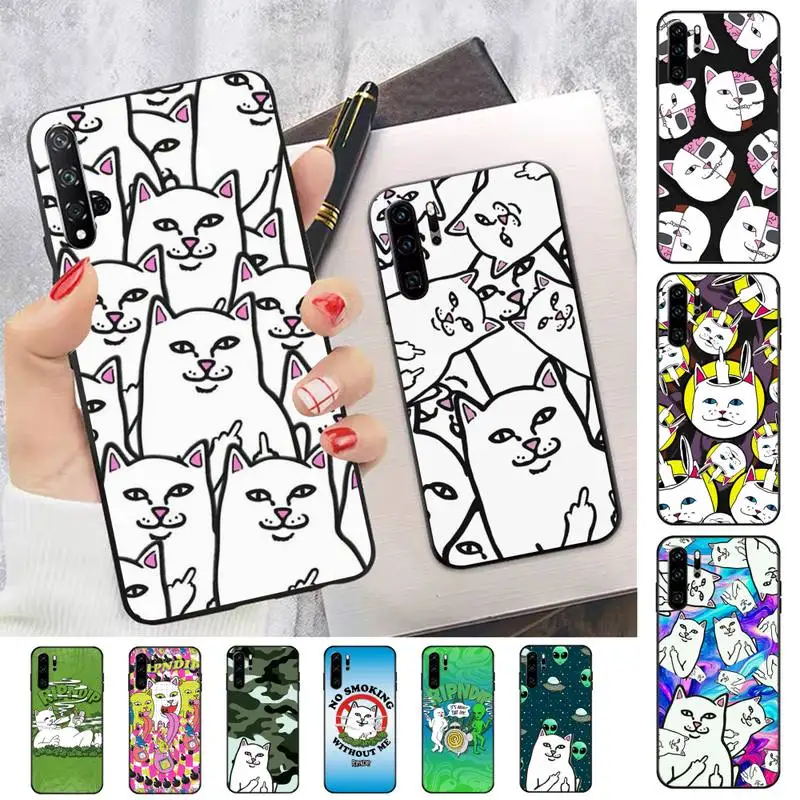 

FHNBLJ Middle cute fingers cat-RIPNDIPS Phone Case for Huawei P30 40 20 10 8 9 lite pro plus Psmart2019