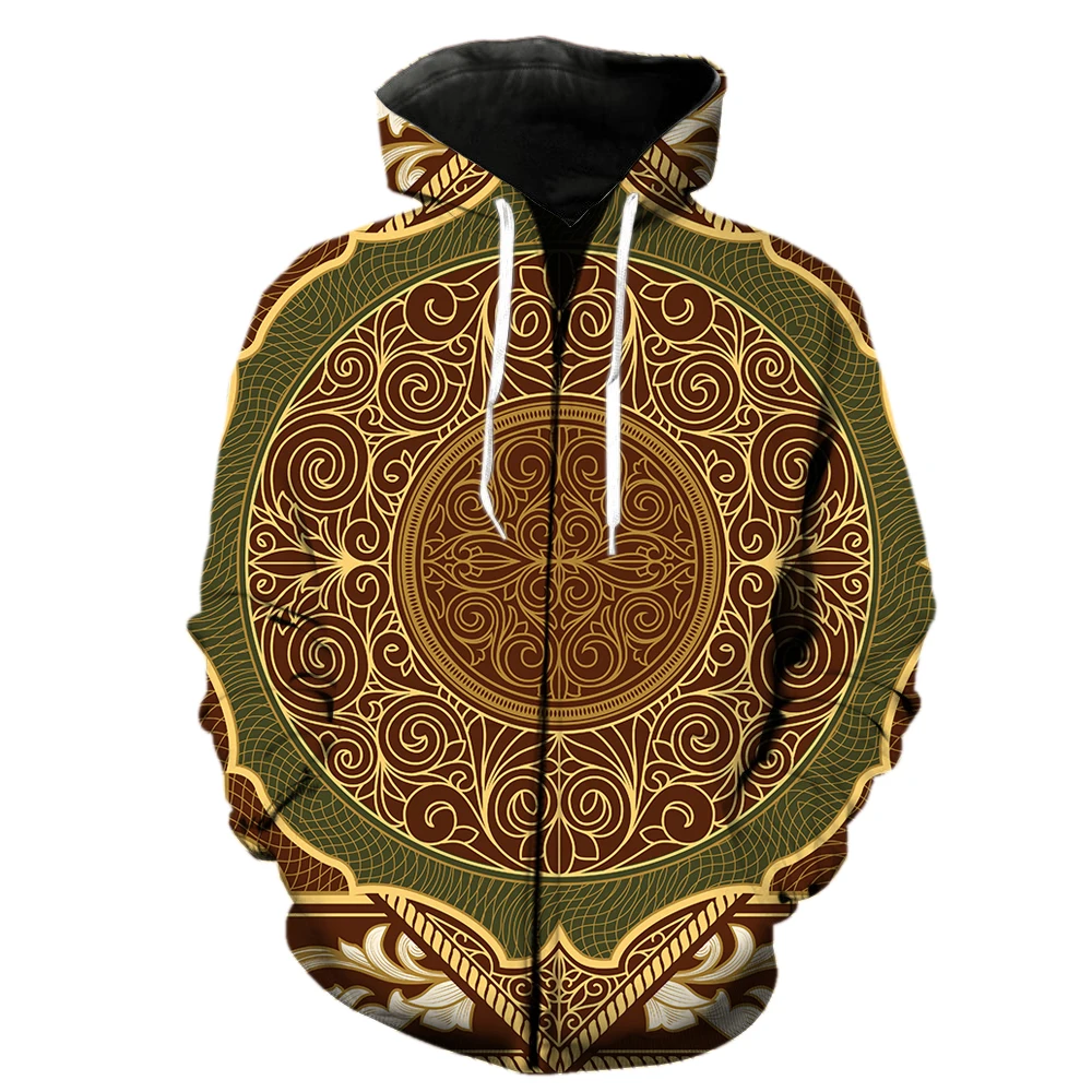 

Luxury Golden Pattern Men's Zipper Hoodie With Hood Jackets Sweatshirts Long Sleeve 3D Printed Unisex 2022 Hot Sale Casual Cool