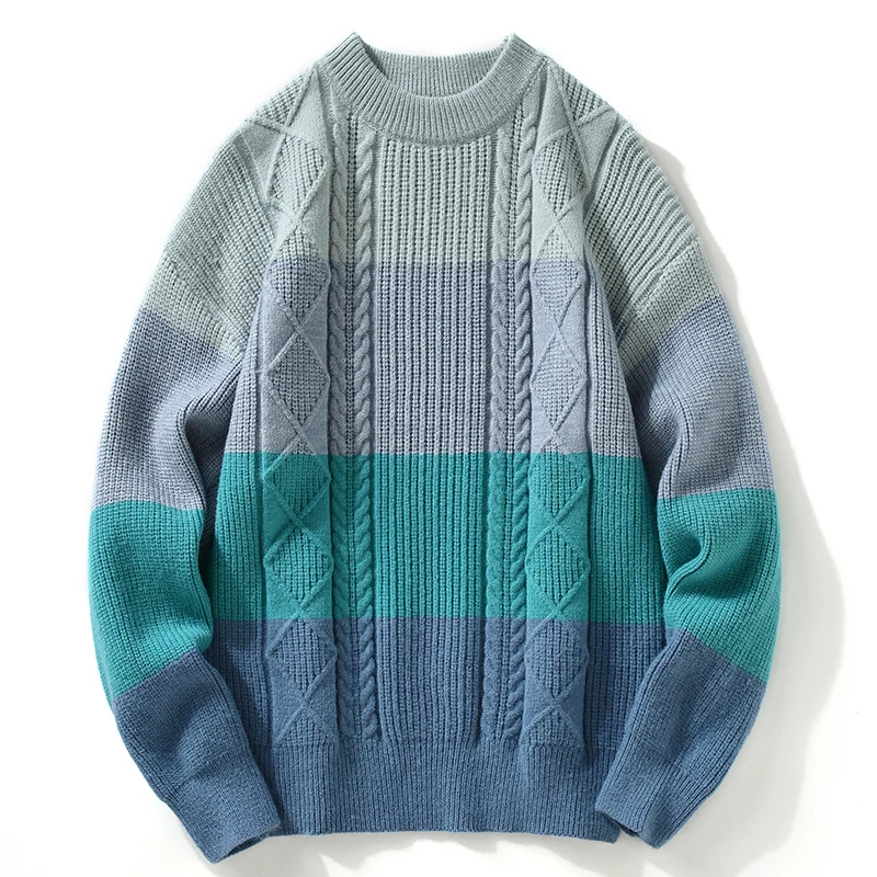 High Quality Women Sweater Winter Breathable Man Sweaters Casual O Neck Striped Knitwear Womens Knit Pullover Women Pull Homme