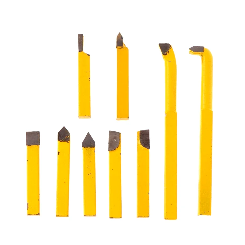 

9Pcs 8x8mm Carbide Tipped Lathe Metal Cutter Bit Cutting Tool Set Turning Boring
