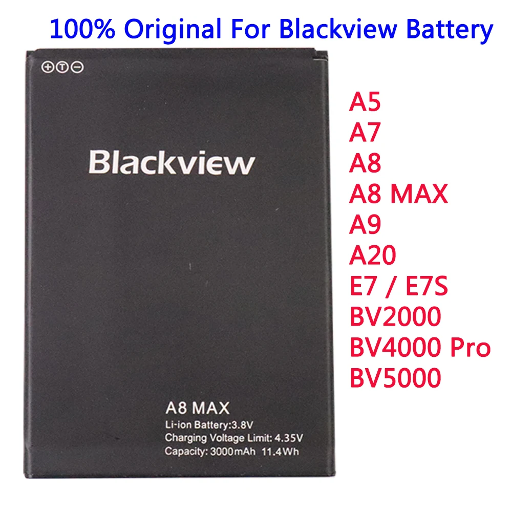 

New 100% Original Battery For Blackview A5 A7 A8 A8 MAX A9 A20 E7 / E7S BV2000 BV4000 Pro BV5000 Smart Phone Batteries