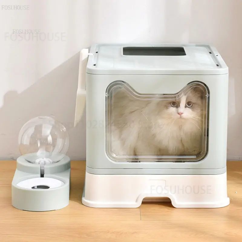 

Fully Enclosed Cat Litter Box Pet Cat Toilet Splash-proof Foldable Cat Bedpans Cat Drawer Tray Kitten Deodorant Plastic Sandbox