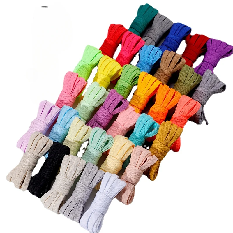 Плоские шнурки для кроссовок, без эластичности, классические, белые, черные, 26 цветов