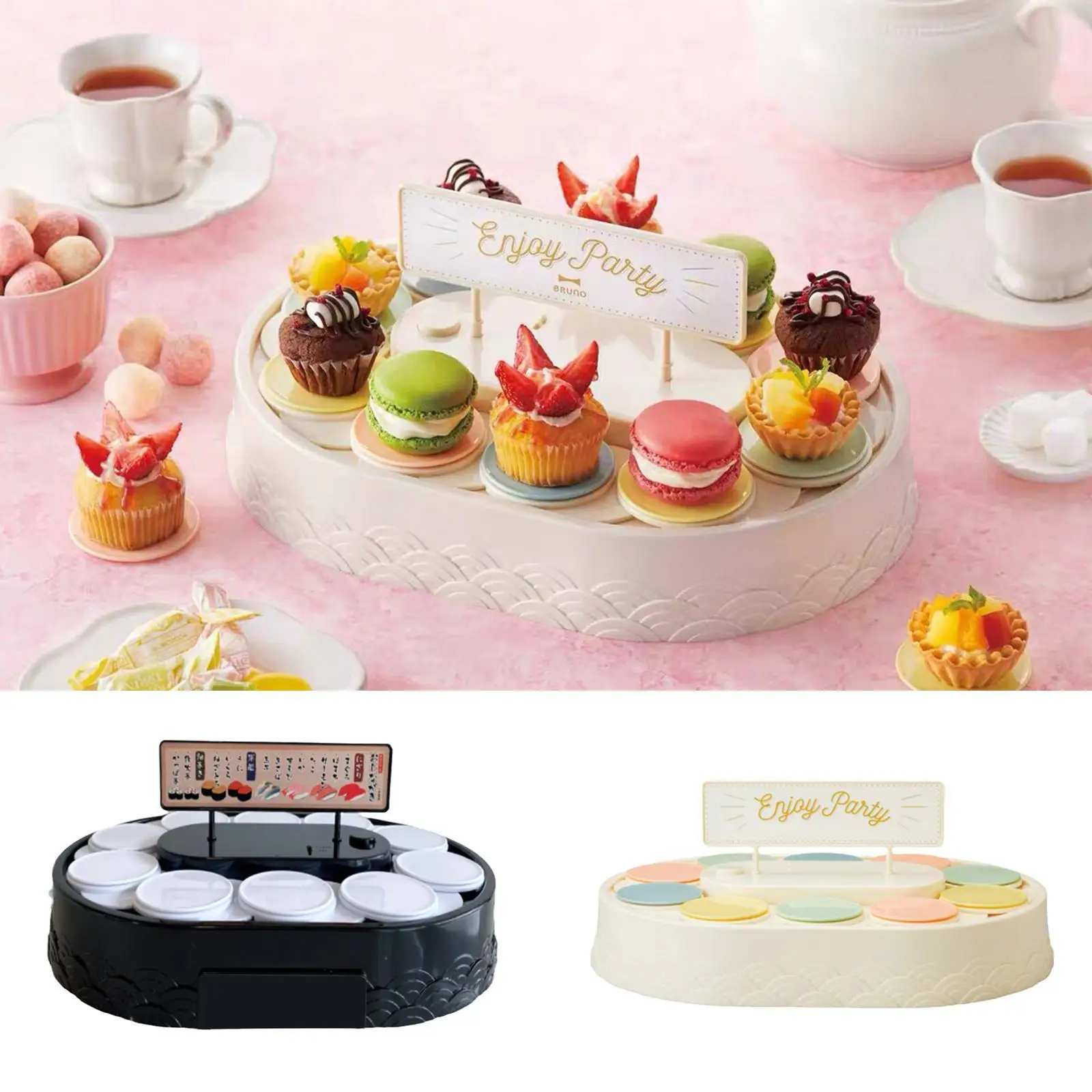 

Conveyor Sushi Machine Automatic Rotary Sushi Dessert Cake Display Dessert Stand Plates With Tray For Wedding Party Birthda U7N8