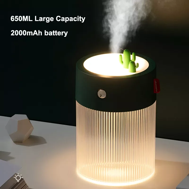 

650ML Electric Air Humidifier Aroma Diffuser with LED Light 2000mAh Battery USB Charging Portable Cool Mist Maker