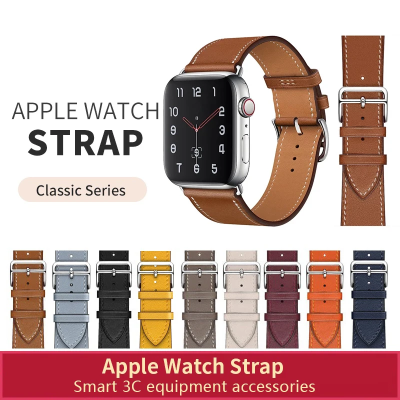 

Ремешок кожаный для iWatch 38 мм 40 мм, спортивный браслет для Apple watch 42 мм 44 мм Series 3 4 5 6 SE 7 41 мм 45 мм