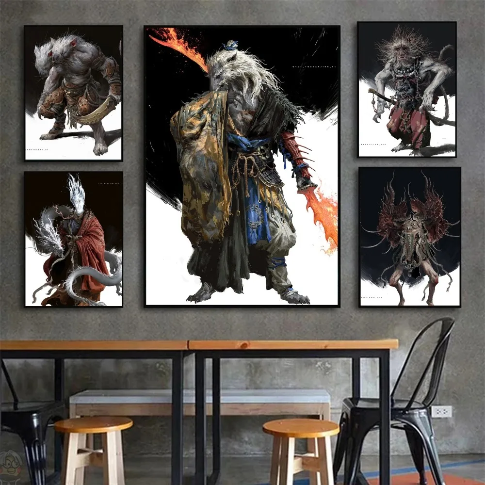 B-BlackMyth WuKong постер с изображением монстра плакаты Наклейки для оформления игровой