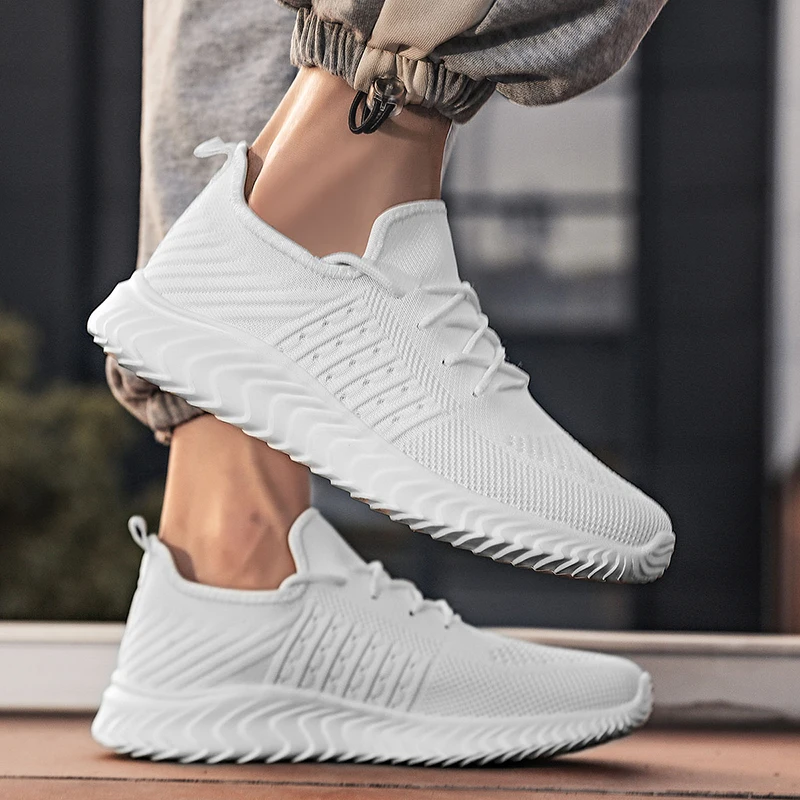 

Breathable Mesh Sneakers Men Running Shoes Lace Up Casual Shoes Super Light Sports Shoes Non-slip Outdoor Walking Shoes Jogging