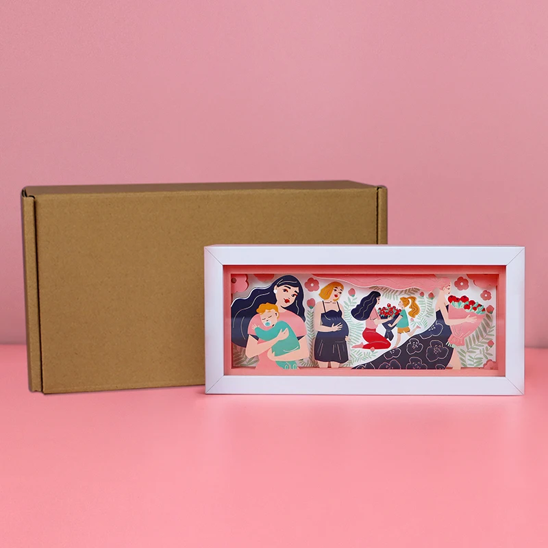 Подарок на день матери семейная коробка 3D теневая деревянная рамка бумажная