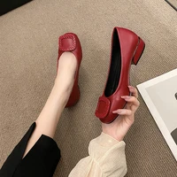 womens high heels low heels mary jane shoes spring and autumn round toe comfortable soft leather soft sole elegant shoes