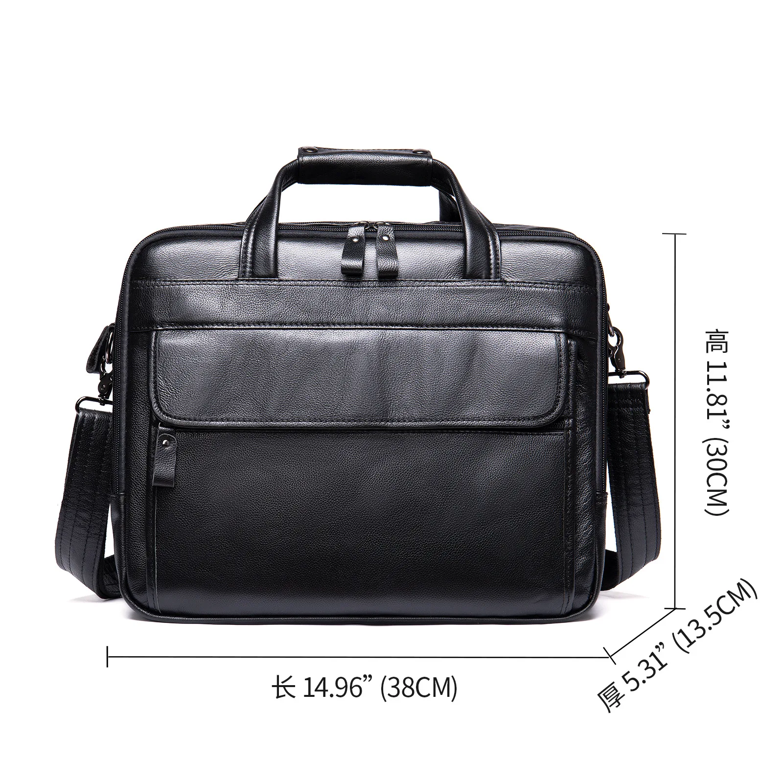 Casual Men's Handbag Genuine Leather Business Men Briefcase Big Shoulder Bags Messenger Document Bag for 15.6 Inch Laptop