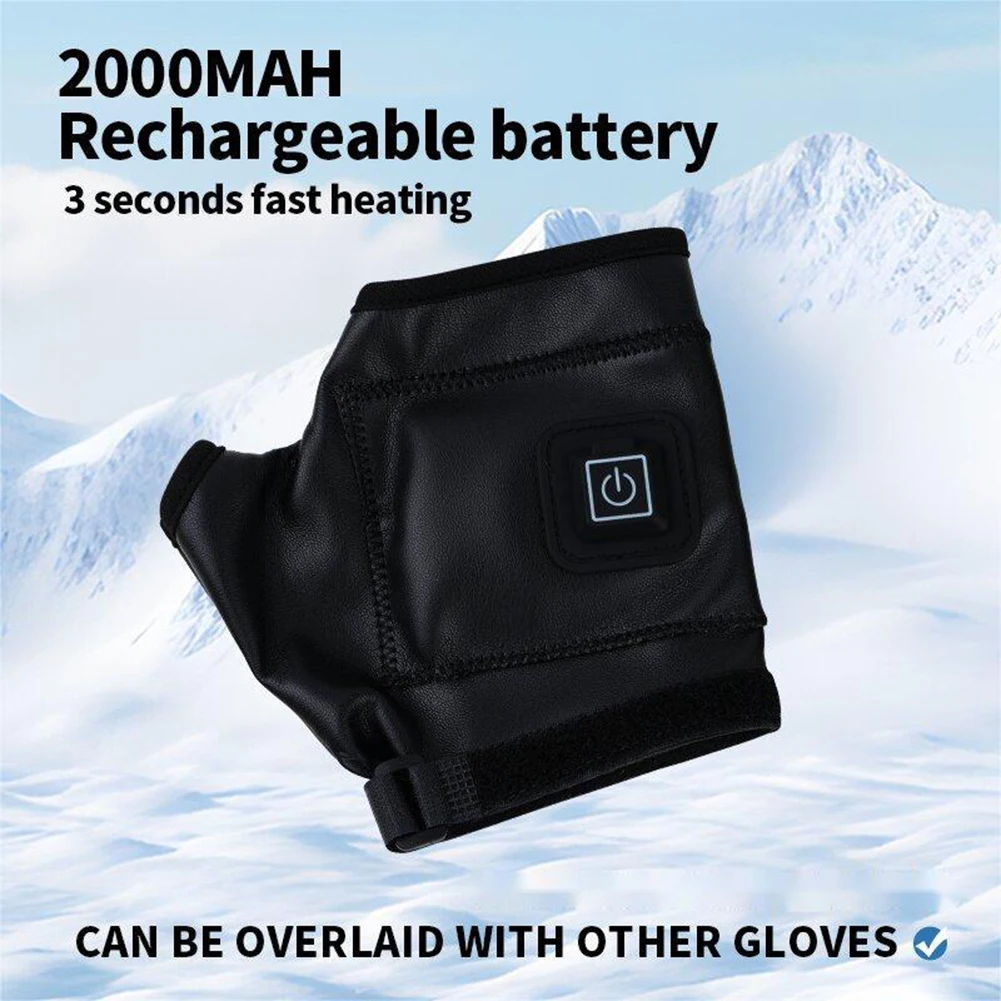1 пара умных кожаных перчаток с подогревом зимние теплые варежки без пальцев на