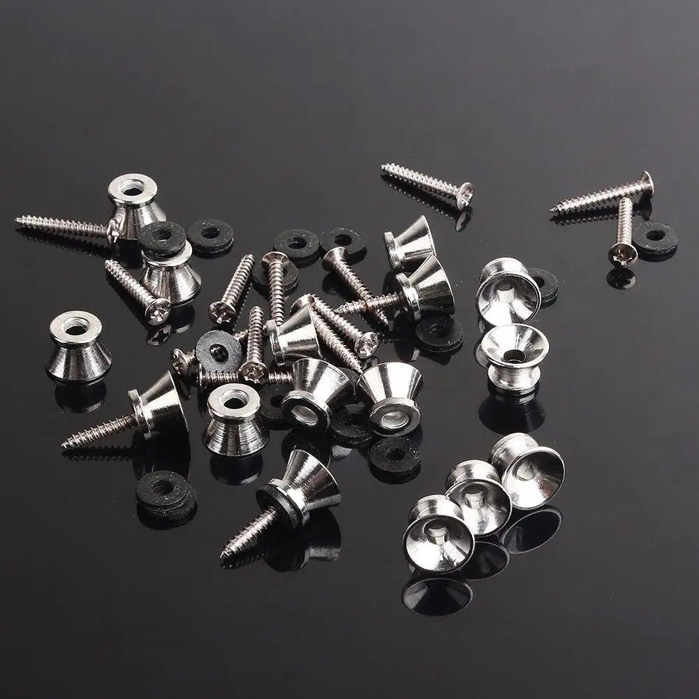 

16pcs Silver Strap Button W/ Cushion Screws for Guitar Bass