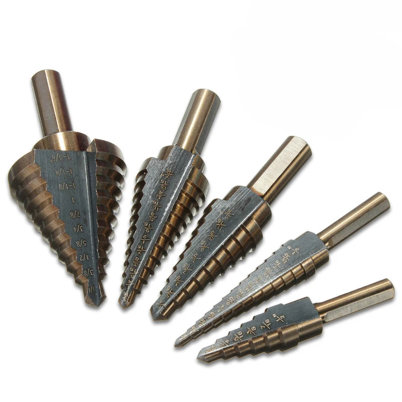 5pcs/Set HSS 4241 Inch Cobalt Step Drill Bit Set Multiple Hole 50 Sizes Case Metal Drilling Tool for Metal with Aluminum Case