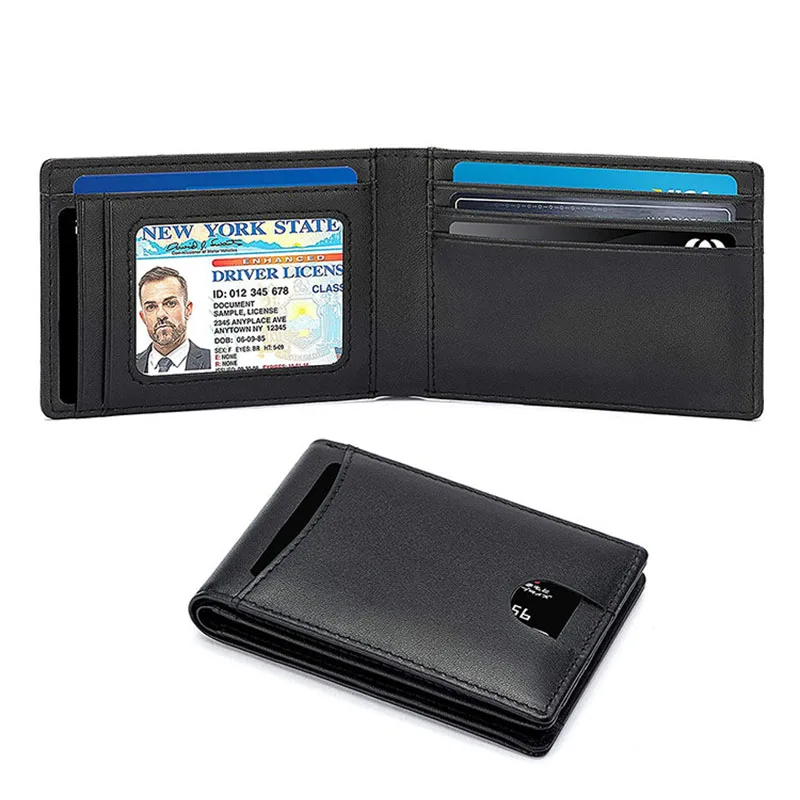 Man Mini Wallet Minimalism Genuine Leather Wallet for Men RFID Business ID Credit Card Holder Cover Bag Money Clip  Purse Men