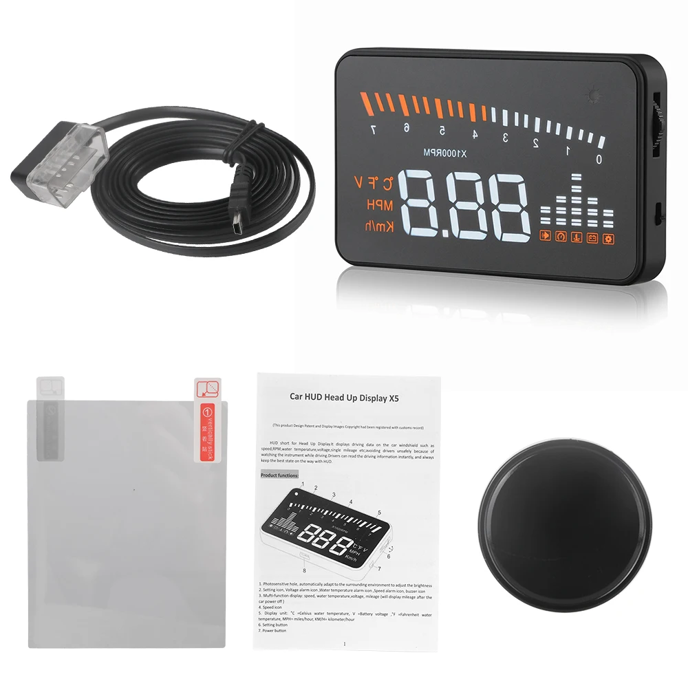 Автомобильный дисплей hud на лобовом стекле с интерфейсом OBD2 II сигнализация